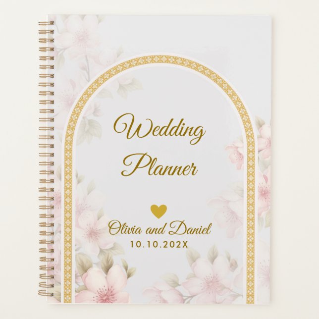 Elegant Blush Pink Flowers Organiser Wedding (Front)