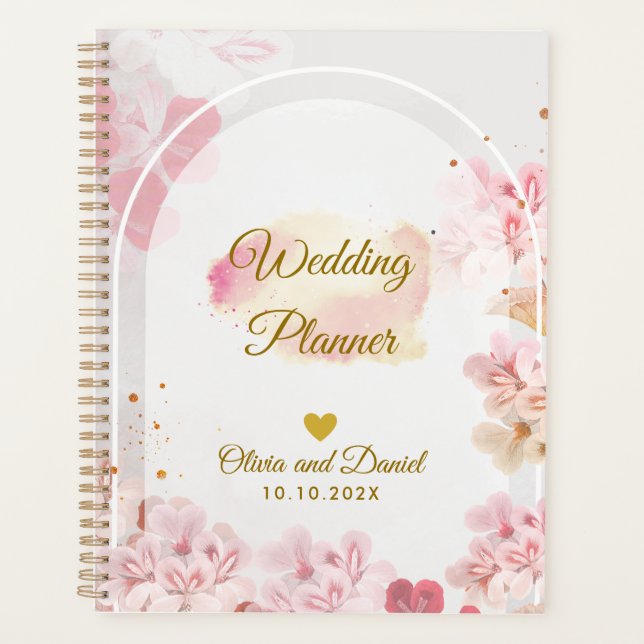 Elegant Blush Pink Flowers Organiser Wedding (Front)