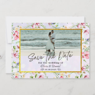 Elegant Blush Pink Flowers Watercolor Wedding Invitation