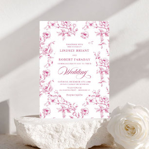 Elegant Blush Pink French Rose Wedding Invitation