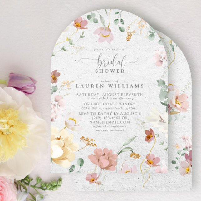 Elegant Blush Pink Garden Flowers Bridal Shower Invitation (Creator Uploaded)