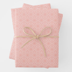 Elegant Blush Pink Geometric Floral Pattern Wrapping Paper Sheet