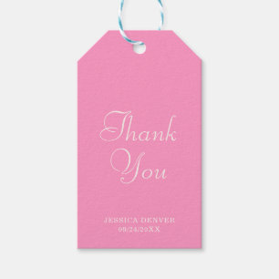 Elegant Blush Pink Gingham Baby Shower Thank You Gift Tags