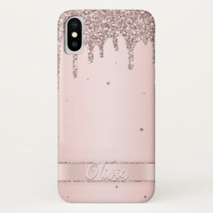 Elegant blush pink girly glitter liquid Case-Mate iPhone case