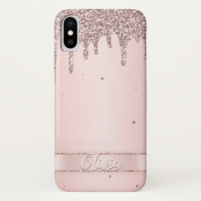 Elegant blush pink girly glitter liquid Case-Mate iPhone case (Back)