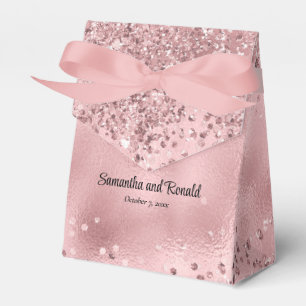 Elegant Blush Pink Glitter & Foil Wedding Favour Box