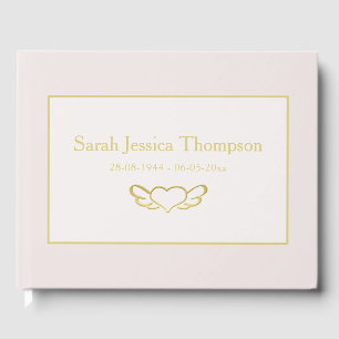 Elegant Blush Pink & Gold Book of Condolence