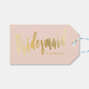 Elegant blush pink & gold bridesmaid gift tags