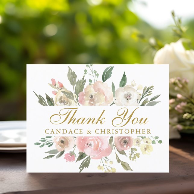 Elegant Blush Pink Gold Floral Peony Wedding Postcard (Creator Uploaded)