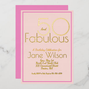 Elegant Blush Pink Gold Foil 50th Birthday 