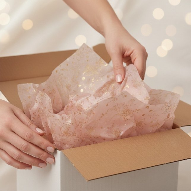 Elegant Blush Pink Gold Foil Floral Tissue Paper (Elegant Blush Pink Gold Foil Floral Tissue Paper)