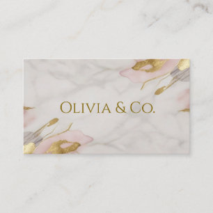 Elegant Blush Pink Gold Foil & Marble Business Car Card