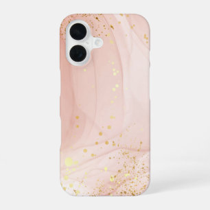 Elegant Blush Pink & Gold Foil Watercolor iPhone 16 Case