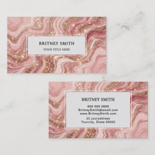 Elegant Blush Pink Gold Glitter Marble Agate Business Card