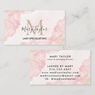 Elegant Blush Pink Gold Glitter Marble Business Card