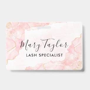 Elegant Blush Pink Gold Glitter Marble ID Badge
