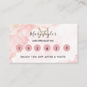 Elegant Blush Pink Gold Glitter Marble Loyalty Card