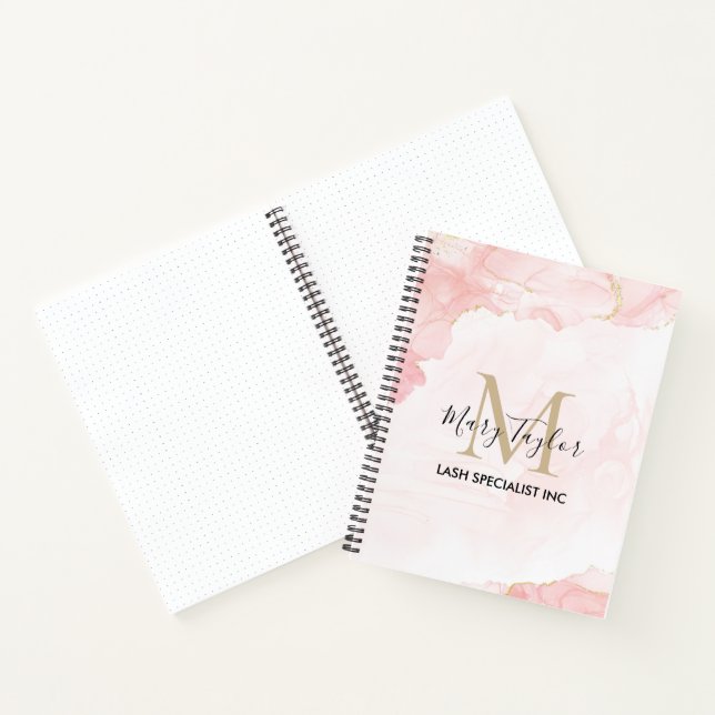 Elegant Blush Pink Gold Glitter Marble Notebook (Inside)