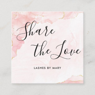 Elegant Blush Pink Gold Glitter Marble  Referral Card