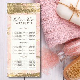Elegant Blush Pink Gold Hair Stylist Beauty Salon Rack Card