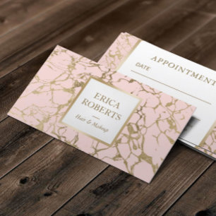 Elegant Blush Pink & Gold Marble Salon SPA Appointment Card