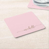 Elegant Blush Pink Gold Monogram Name Script