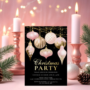 Elegant Blush Pink Gold Ornaments Christmas Party 