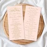 Elegant Blush Pink & Gold Wedding Program Template Rack Card<br><div class="desc">Elegant Blush Pink & Gold Wedding Program Template.</div>