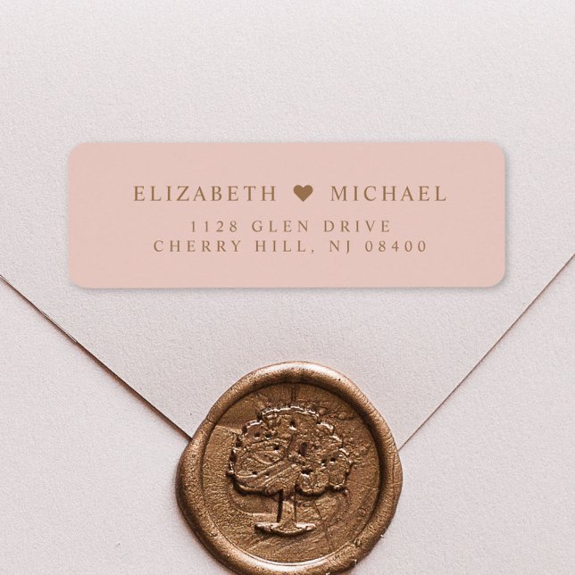 Elegant Blush Pink Gold Wedding Return Address (Creator Uploaded)