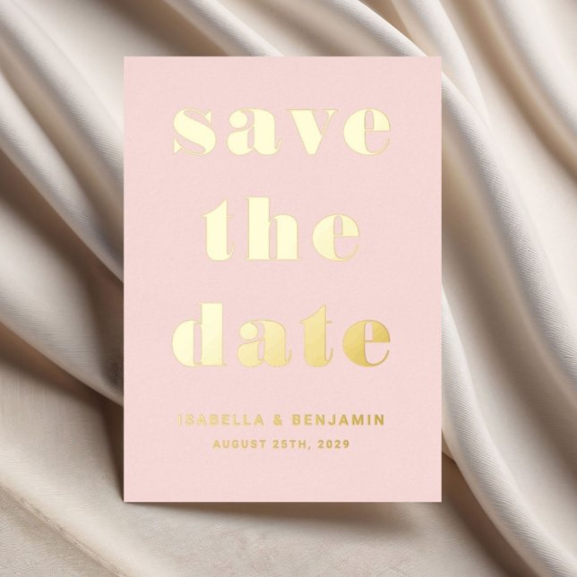 Elegant Blush Pink Gold Wedding Save The Date (Modern Gold Blush Pink Wedding Save The Date Foil Invitation)