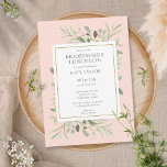 Elegant Blush Pink Greenery Bridesmaids Luncheon Invitation<br><div class="desc">Featuring delicate watercolor greenery leaves on a blush pink background,  this chic bridesmaids luncheon invitation can be personalised with your special celebration event information. Designed by Thisisnotme©</div>