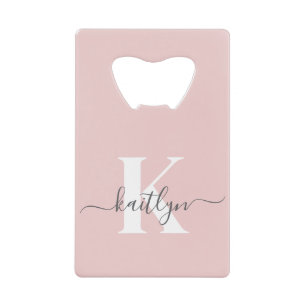Elegant Blush Pink Grey Script Monogram
