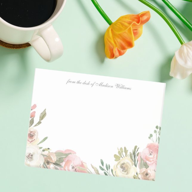 Elegant Blush Pink Ivory Floral Peony Personalised Post-it Notes (Creator Uploaded)