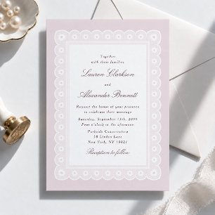 Elegant Blush Pink Lace Wedding Invitation