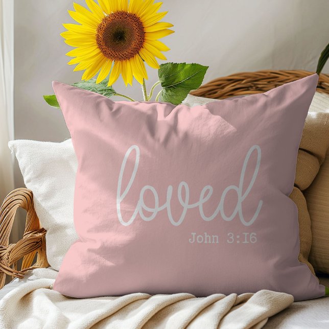 Elegant Blush Pink Loved Quote Throw Pillow (Creator Uploaded)