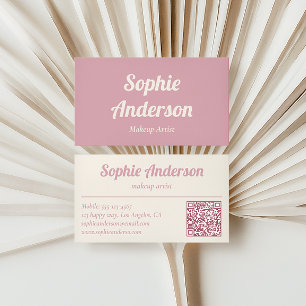 Elegant Blush Pink Makeup Artist QR Code Business Card