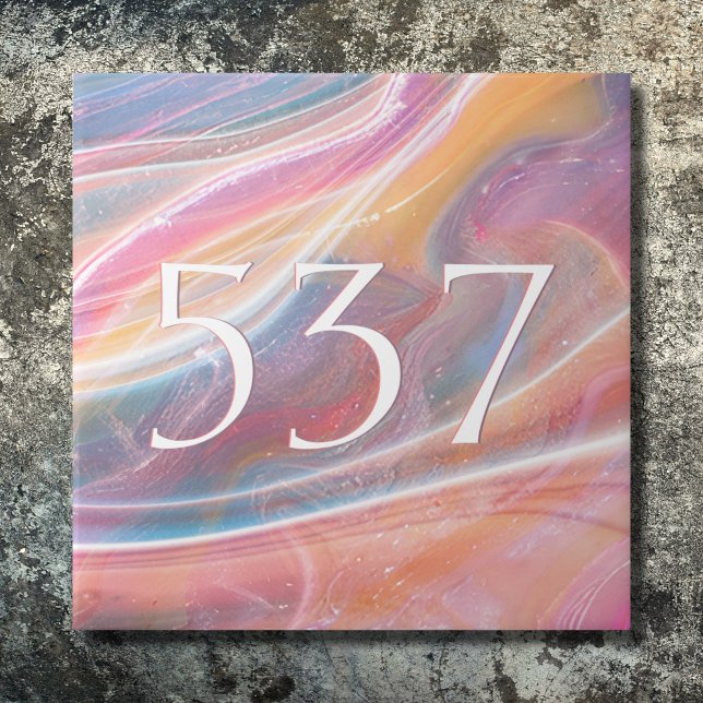 Elegant Blush Pink Marble Cute House Number Plaque Tile (Creator Uploaded)