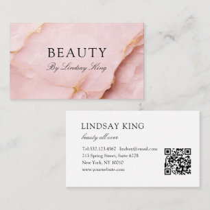 Elegant Blush Pink Marble QR Code Business Card