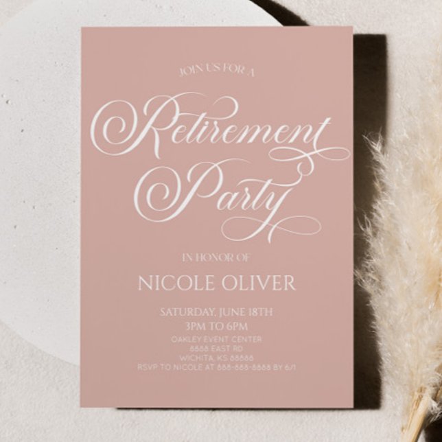 Elegant Blush Pink Minimalist Retirement Party Invitation (Creator Uploaded)