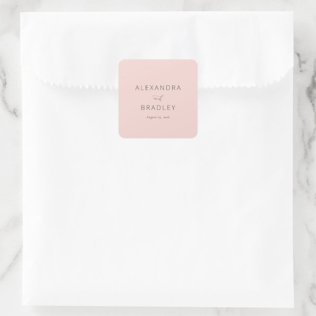 Elegant Blush Pink Minimalist Square Sticker (Bag)