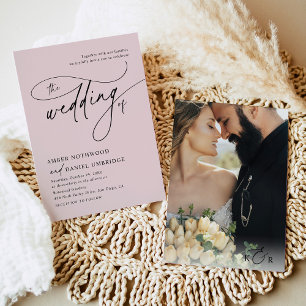 Elegant Blush Pink Minimalist Wedding Invitation