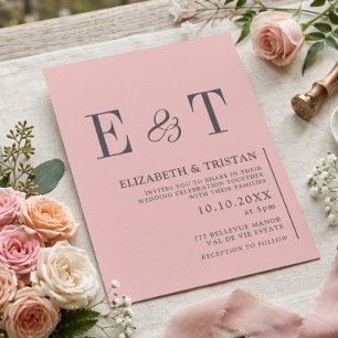 Elegant Blush Pink Minimalist Wedding Invitation