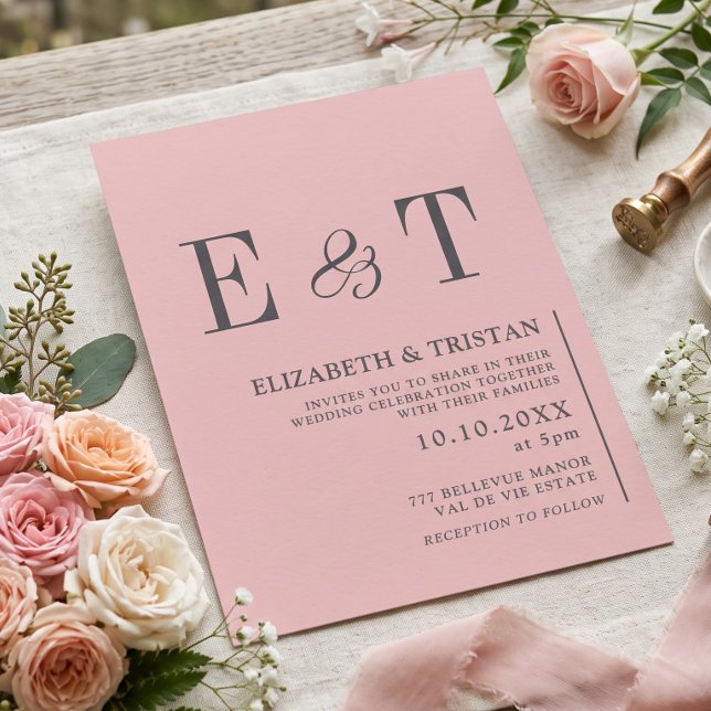 Elegant Blush Pink Minimalist Wedding  Invitation (Creator Uploaded)