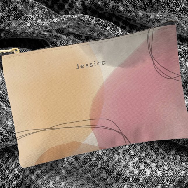 Elegant Blush Pink Modern Abstract Art Accessory Pouch (Creator Uploaded)