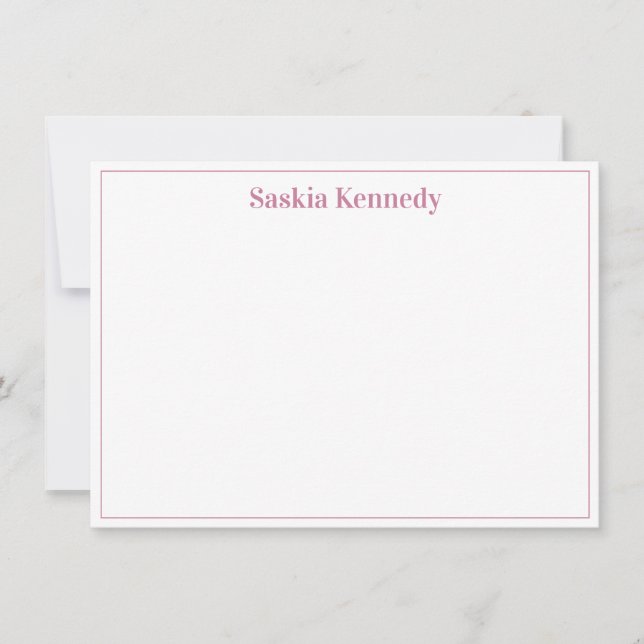 Elegant Blush Pink Modern Border Personalised Card (Front)