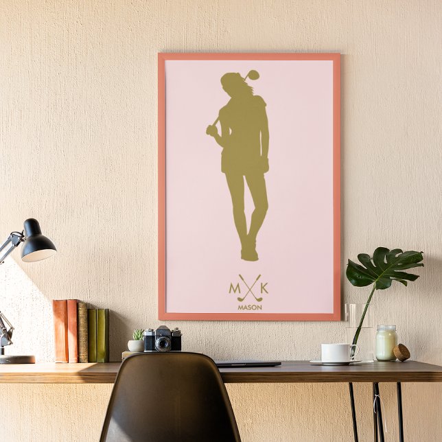 Elegant Blush Pink | Modern Lady Golfer Poster (Creator Uploaded)