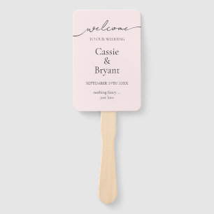 Elegant Blush Pink Modern Script Wedding Program Hand Fan