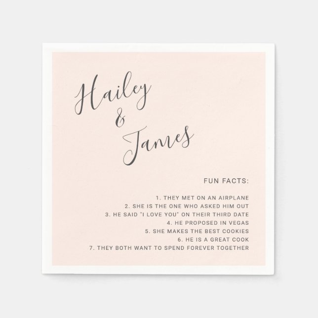 Elegant Blush Pink Modern Wedding Napkin (Front)