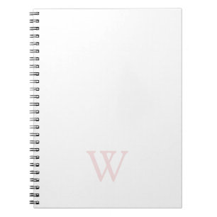 Elegant Blush Pink Monogram Initial White Notebook
