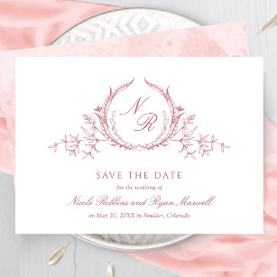 Elegant Blush Pink Monogram Wedding, Calligraphy Save The Date